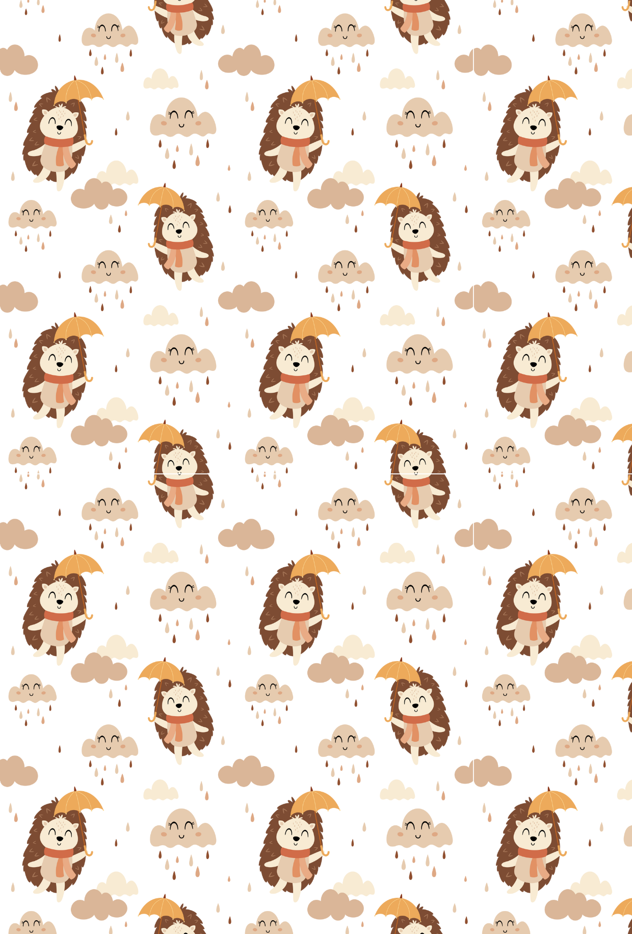 Autumn Hedgehogs with Umbrellas Tape - TILLY'S TUBES