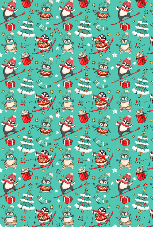 CHRISTMAS SKIING PENGUINS TAPE | PAD | PORT COVER