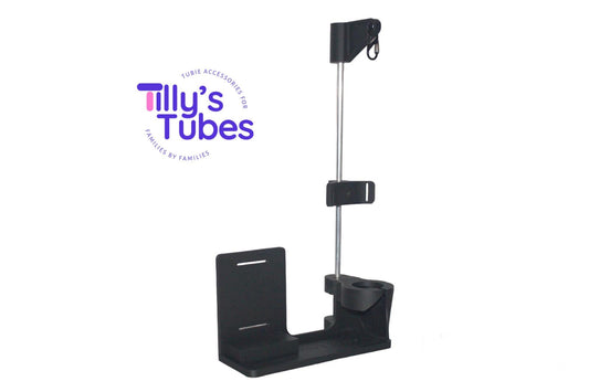 TILLY'S TUBES - Adjustable Height Feeding Bag Stand (Abbott Infinity and Amika Pump Compatible) - BLACK / AMIKA