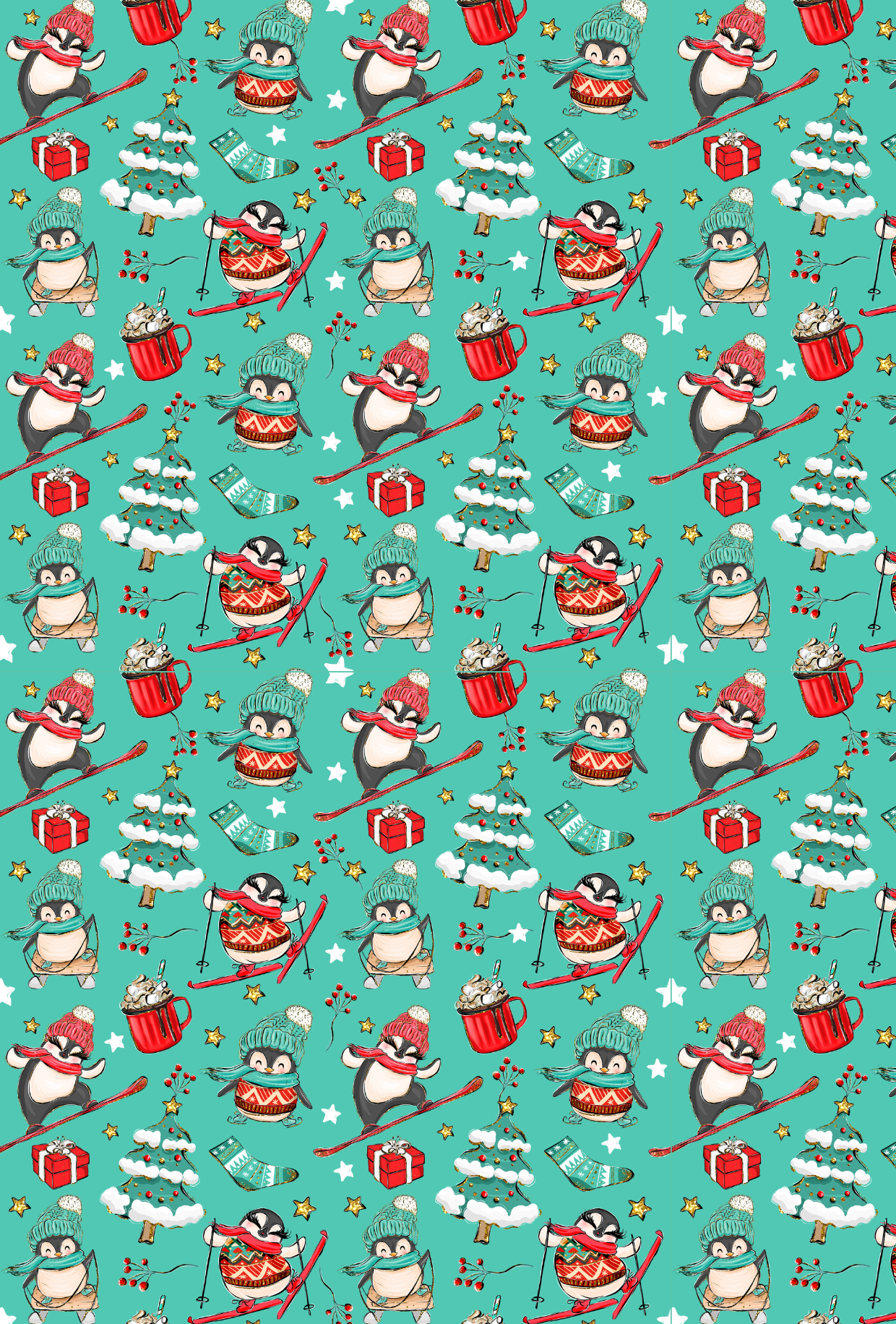 Christmas Skiing Penguins - TILLY'S TUBES