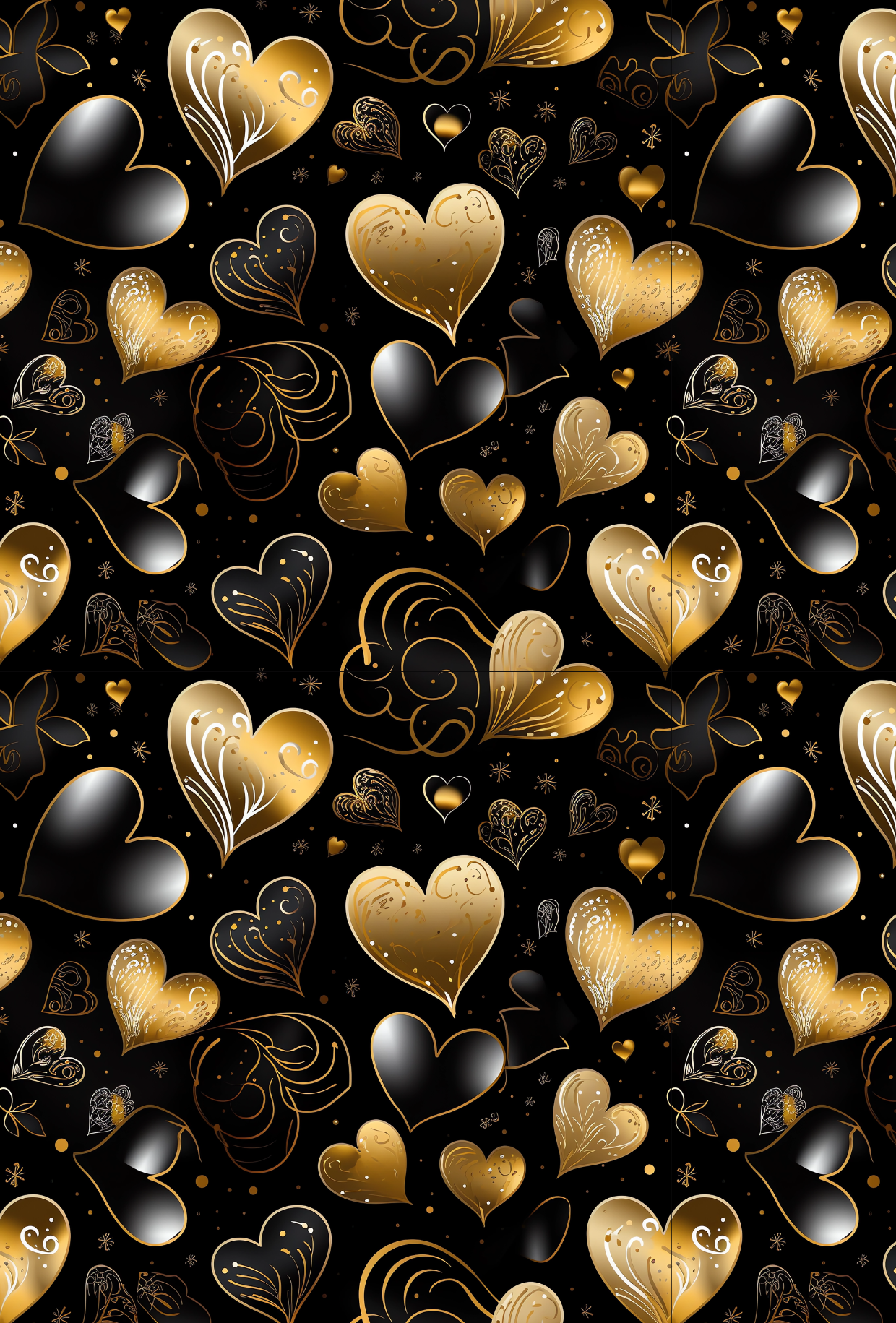 Valentines Black and Gold Hearts 2 - TILLY'S TUBES