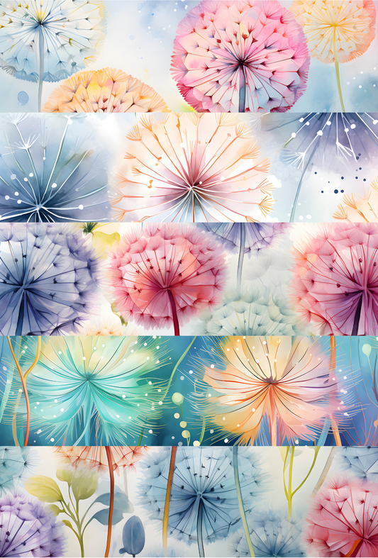 Watercolour Dandelion Flower Mix Tape - TILLY'S TUBES
